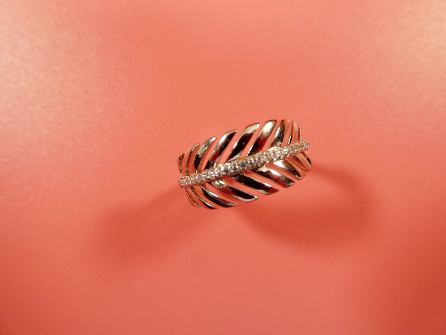 real 925 sterling silver over 14 white gold ladies ring