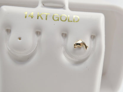 14k Real Solid Yellow Gold Dolphin Nose Stud Ring