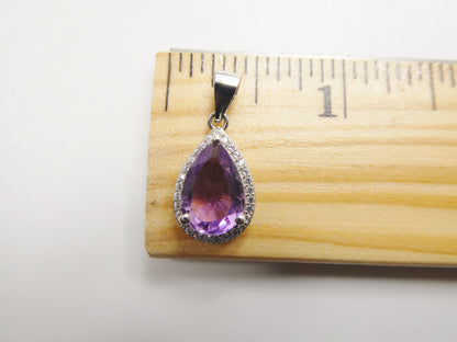 Real 925 Sterling Silver 18 Inch Flat Chain and Genuine <ystic Teardrop Pendent Charm