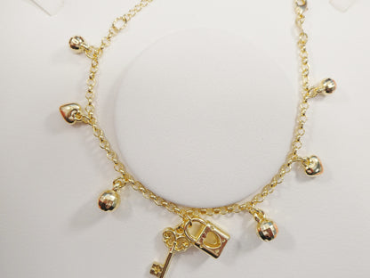 7 Inch 18k Gold Filled Adjustable With Extension Charm Ladies Bracelet