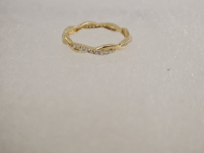 Real 14k Solid Yellow Gold Women's Classic Micro Pave Setting Pinky Ring
