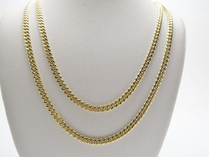 Real 10k Solid Yellow Gold 3mm Curb Link Chain Necklace