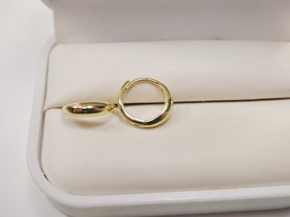 Real 10k Solid Yellow Gold Designer Polish Hoop Huggie Earrings
