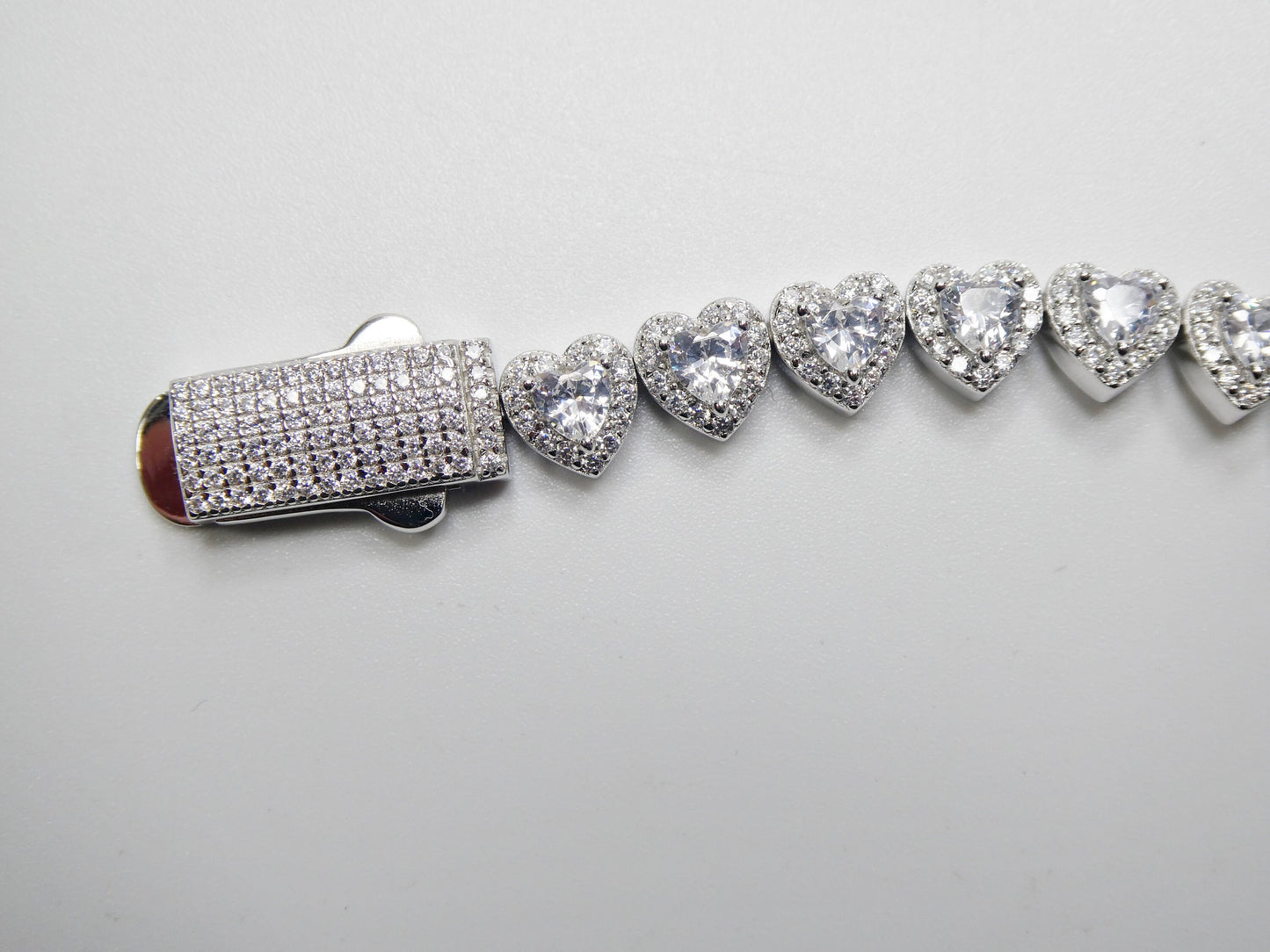 real  925 sterling silver heart stone set necklace and bracelet
