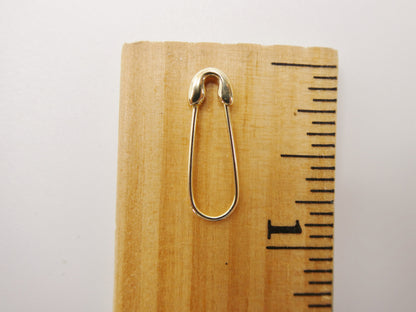 real 10k solid yellow gold safety pin dangle drop earrings