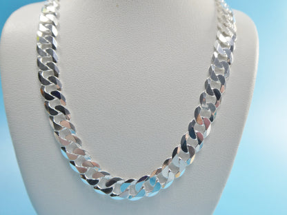 Real 925 Sterling Silver 7.6MM Italian Solid Chain Lobster Lock Clasp