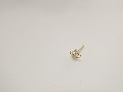 14k Real Solid Yellow Gold Tiny Crown Stud Nose Ring