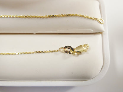 14k Real Solid Yellow Gold Tiny Small Cable Chain Necklace