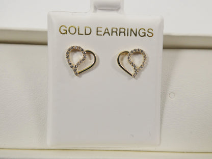 10k Real Solid Gold Heart Micro Fave Setting Push Back Earrings