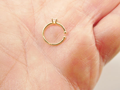 14k Real Solid Yellow Gold CZ Hoop Earring Cartilage Daith Eing Piercing