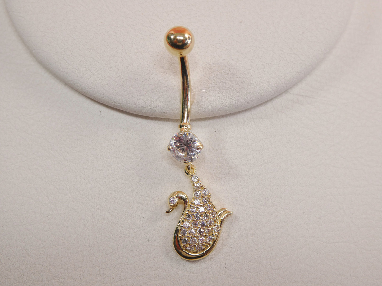14k real solid yellow gold dangling duck belly button ring piercing
