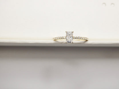Real 10k Solid Yellow Gold Women's Classic Micro Pave Setting Ring