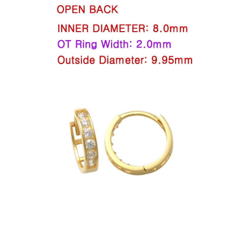 real 10k solid yellow gold earring 8MM / cartilage daith tiny hoop huggie earrings
