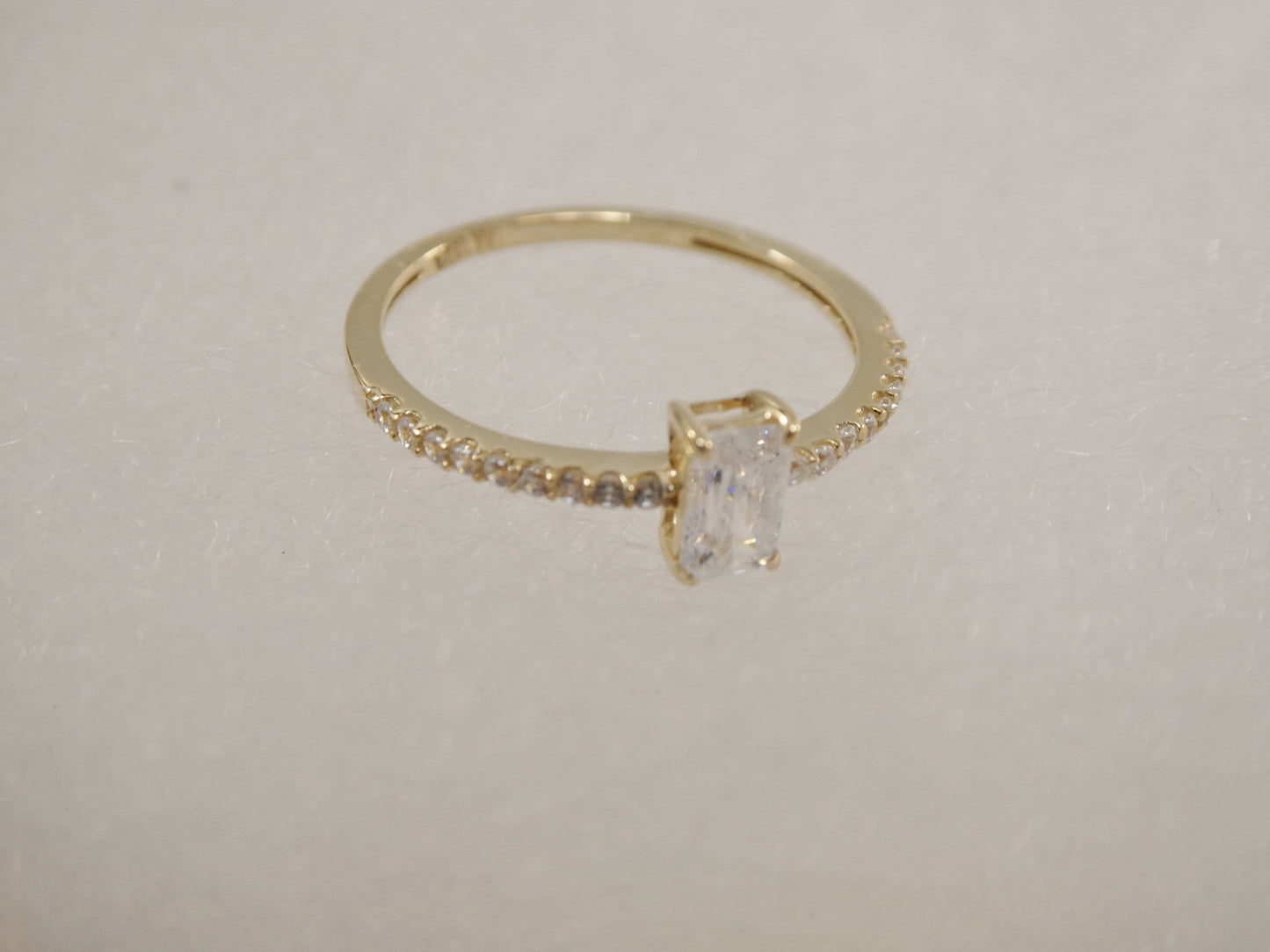 real 14k solid yellow gold women's classic micro pave setting pinky ring