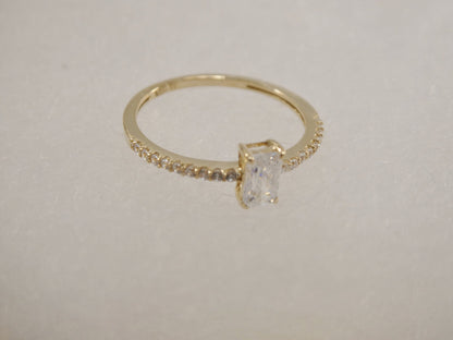 Real 14k Solid Yellow Gold Women's Classic Micro Pave Setting Pinky Ring