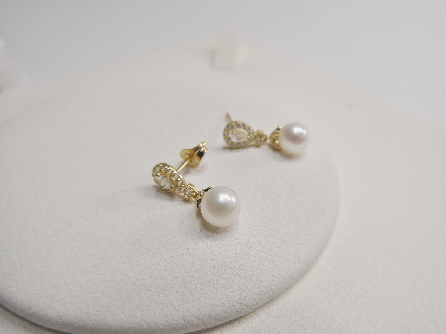 real 10k solid yellow gold cultured freshwater pearl push post earrings