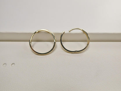 Real 10k Solid Yellow Gold Plain Polish 18mm Hoop Huggie Earrings