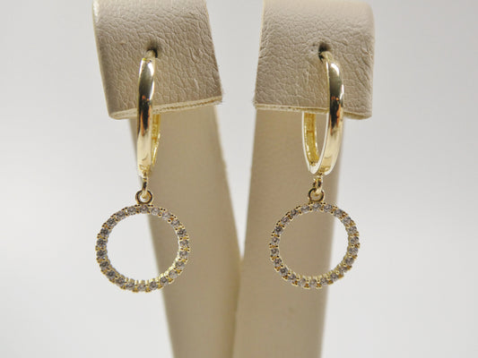 10k real solid yellow gold circle drop huggie earrings