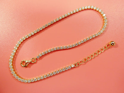 Anklet Bracelet With Extension Tennis Bracelet Real 925 Sterling Silver