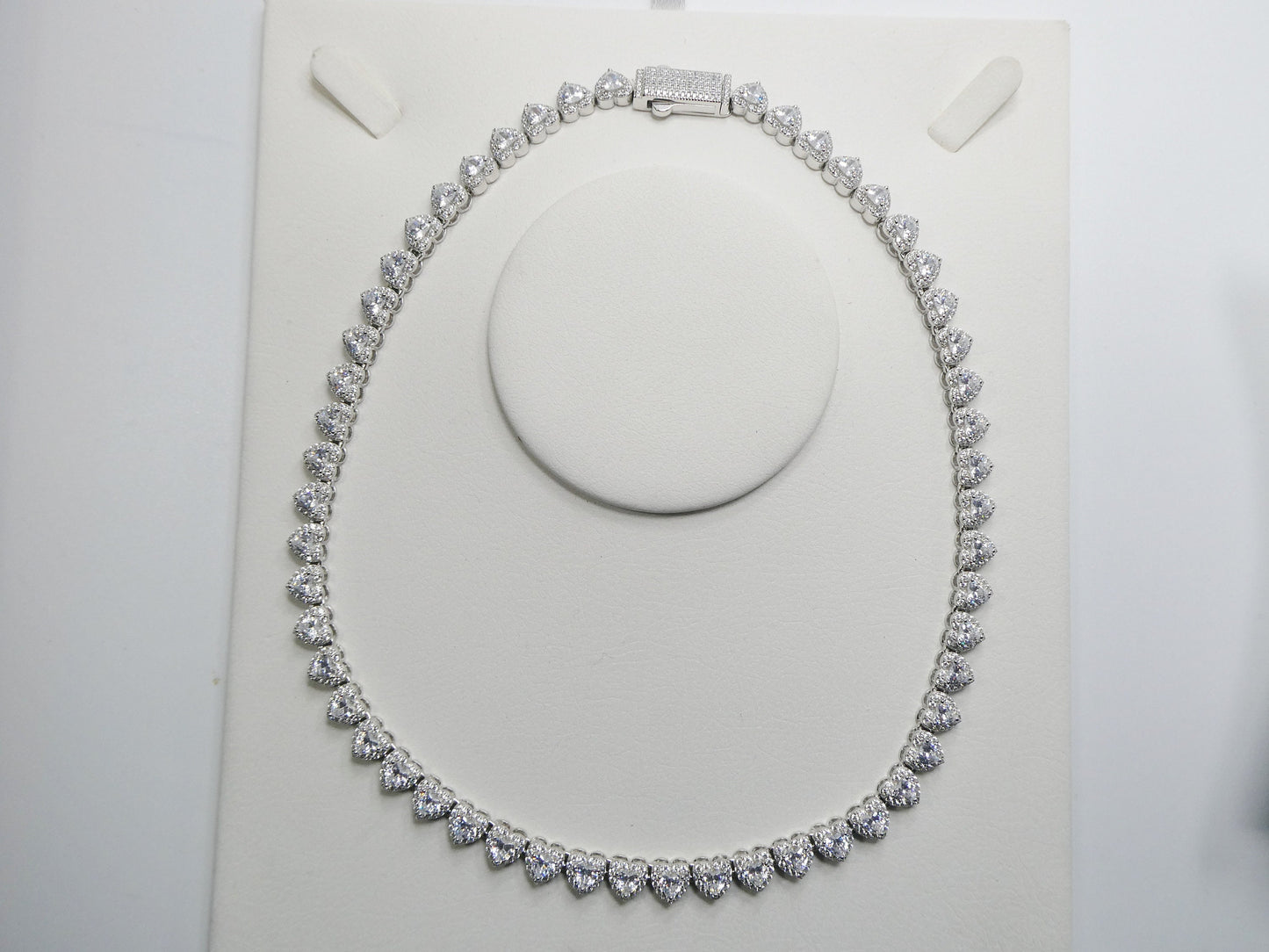 real  925 sterling silver heart stone set necklace and bracelet