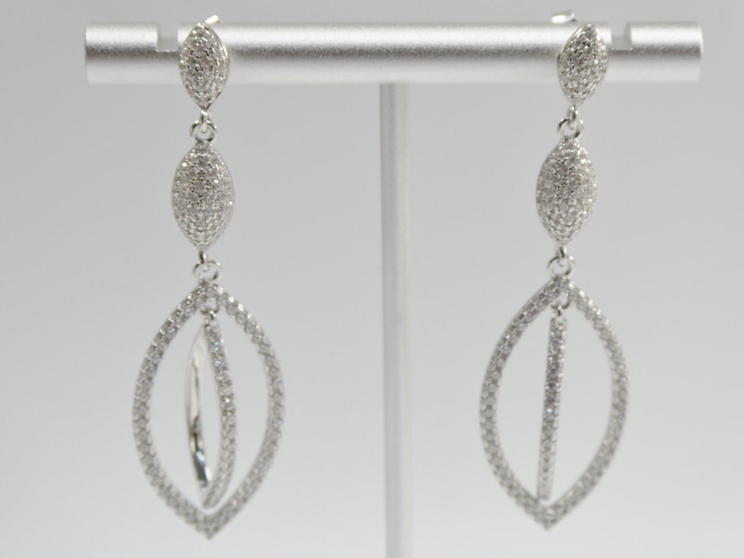 real 925 sterling silver micro pave setting 14k white gold color finish drop earrings