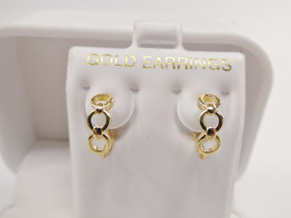 Real 10k Solid Yellow Gold Designer Hoop Huggie Earrings