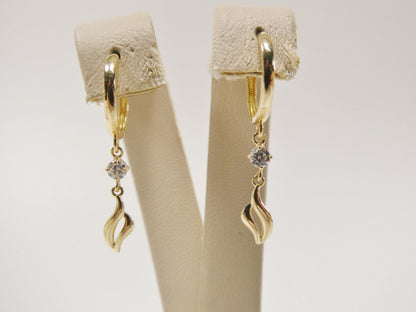 Real 10k Solid Yellow Gold Teardrop Hoop Huggie Earrings