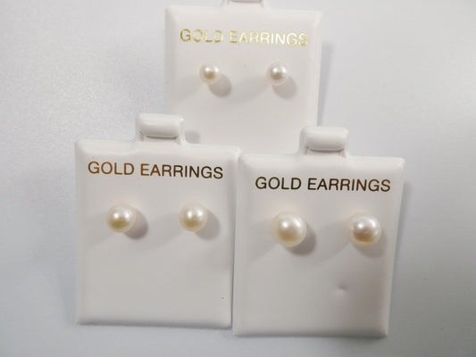 real 10k solid yellow gold original pearl push post stud earring