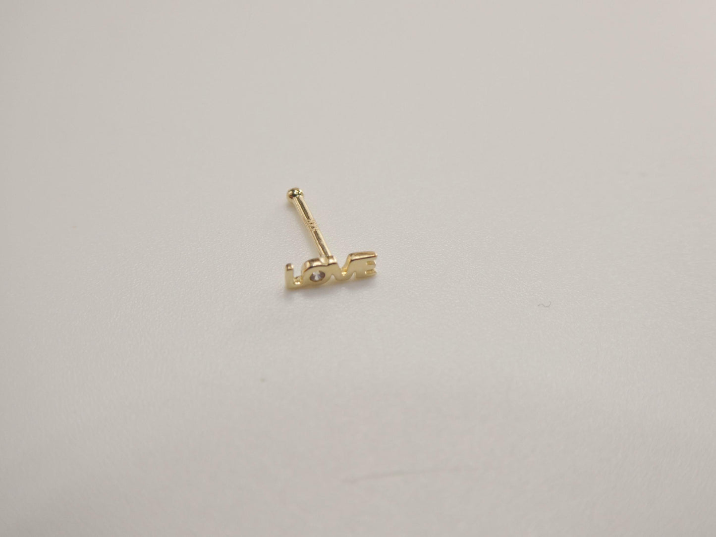 14k real solid yellow gold love letters stud nose ring