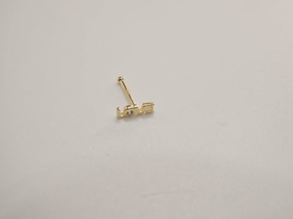 14k Real Solid Yellow Gold Love Letters Stud Nose Ring