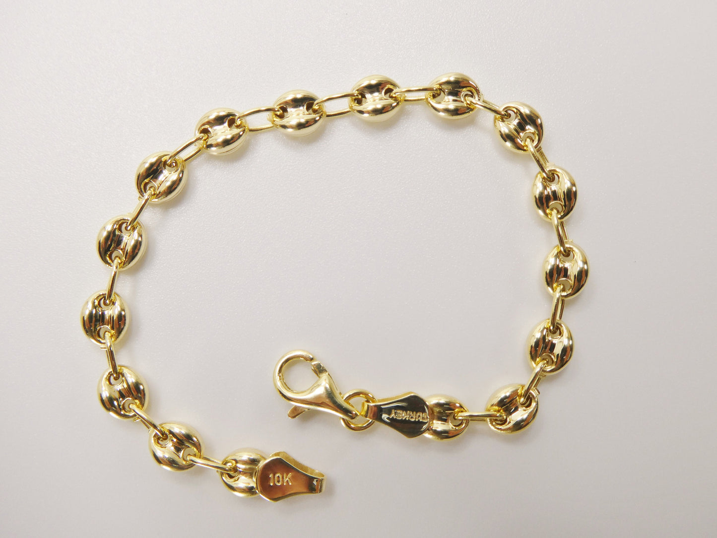 real 10k solid yellow gold 5.5/6/ 6.5 inch children/women puffed mariner bracelet