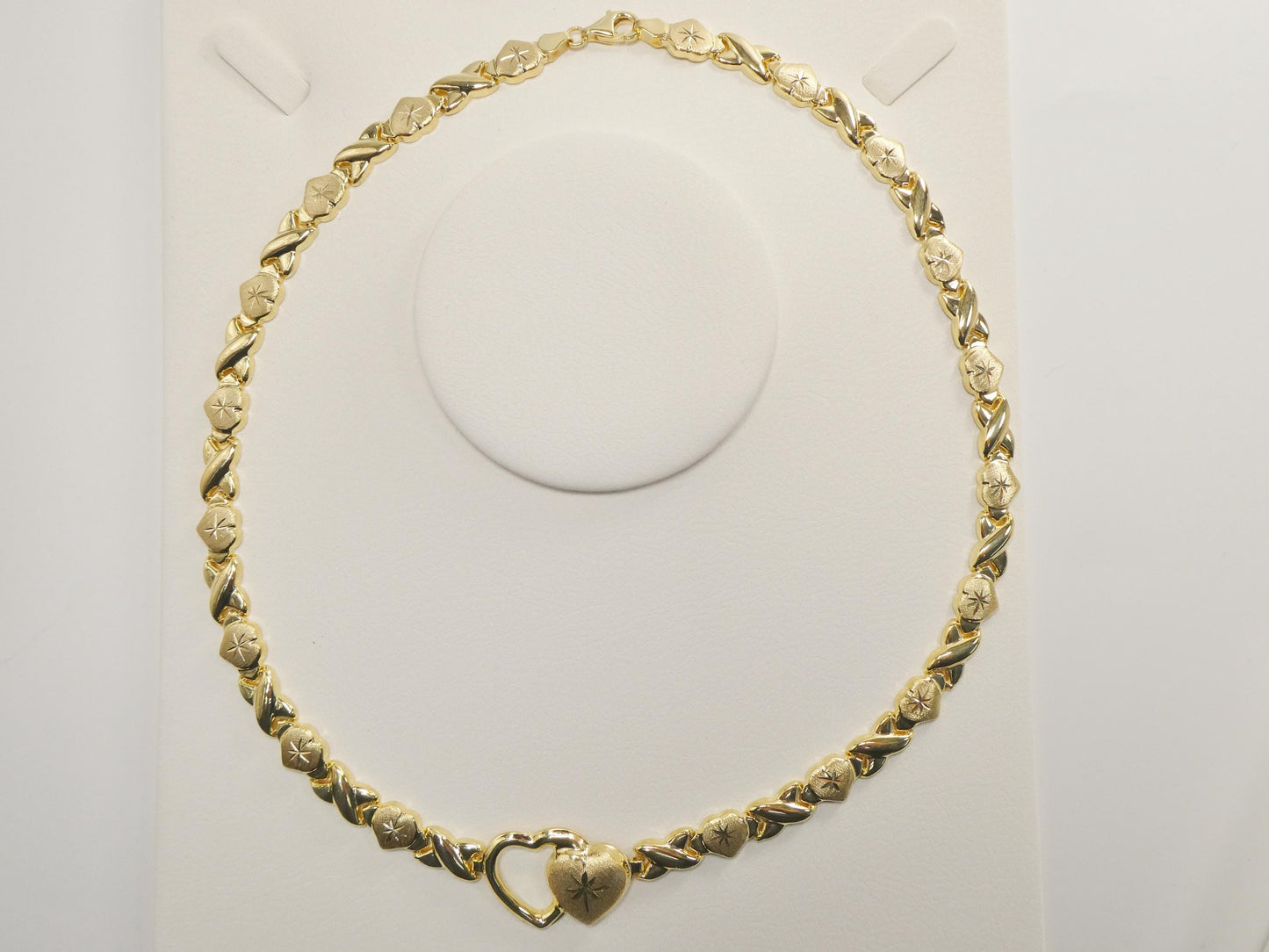 real 925 sterling silver xo heart stampato set necklace and bracelet