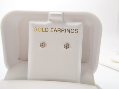 Real 10k Solid Yellow Gold Tiny Small Flower Push Post Stud Earrings