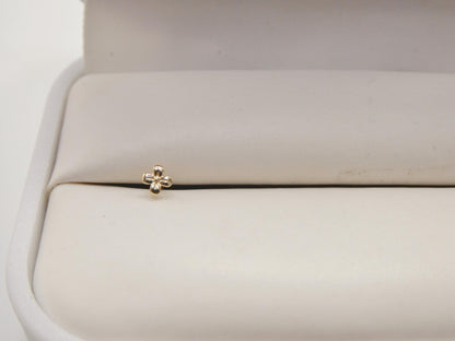 14k Real Solid Yellow Gold Tiny Floral Stud Nose Ring