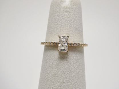 Real 10k Solid Yellow Gold Women's Classic Micro Pave Setting Ring