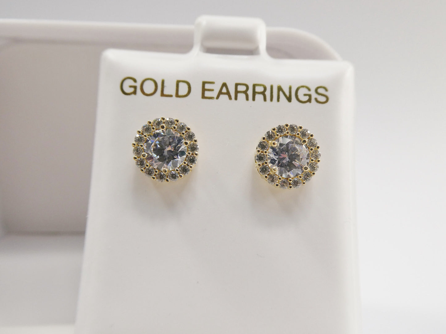 real 10k solid yellow gold circle push post stud earring