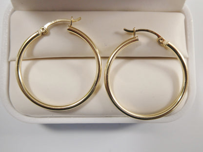 Real 10k Solid Yellow Gold Plain High Polish 30mm Hoop Earring