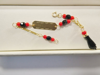 Real 10k Solid Yellow Gold 5 inch Azabache Boy Girl Baby Bracelet