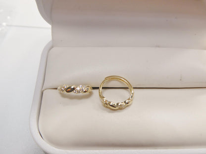 Real 10k Solid Yellow Gold Designer Hoop Huggie Earrings