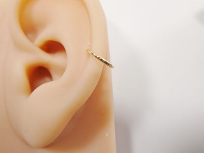 14k Real Solid Yellow Gold Hoop Earring Cartilage Daith Ring Piercing