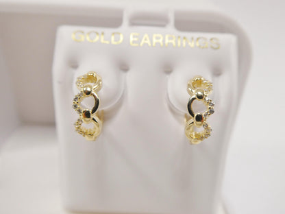 Real 10k Solid Yellow Gold Designer Hoop Huggie Earrings