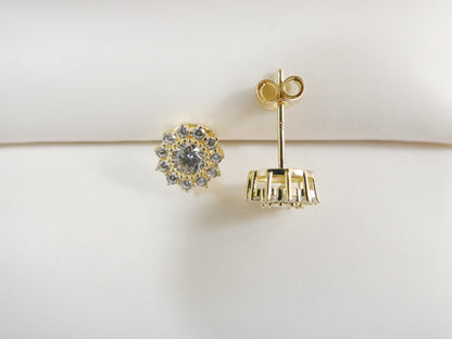 Real 10k Solid Yellow Gold Push Post Circle Stud Earrings