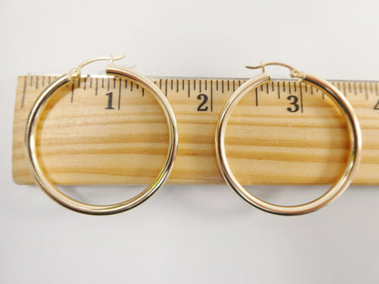 Real 10k Solid Yellow Gold Plain High Polish 40mm Hoop Huggie Earrings