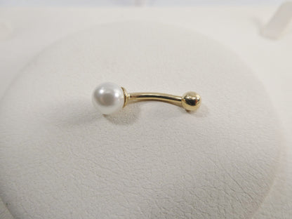 14k Real Solid Yellow Gold Freshwater Pearl Helly Button Ring Piercing