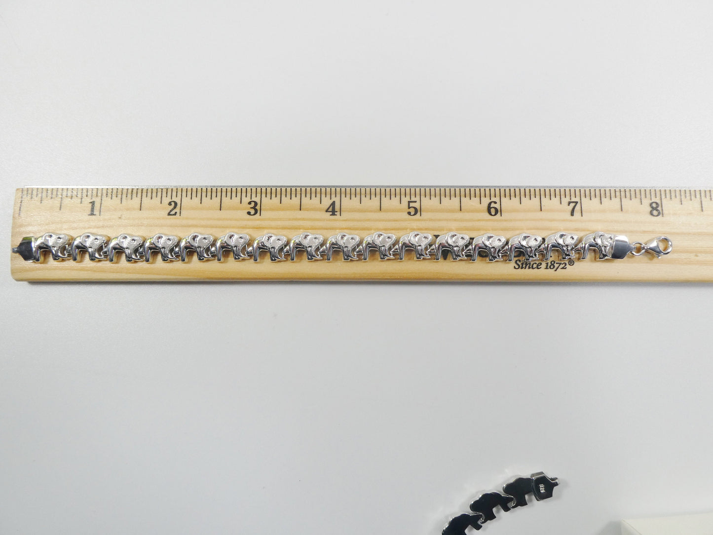Sterling Silver Elephant Bracelet: 14k White Gold Finish