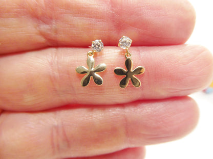 Real 10k Solid Yellow Gold Design Push Post Earrings