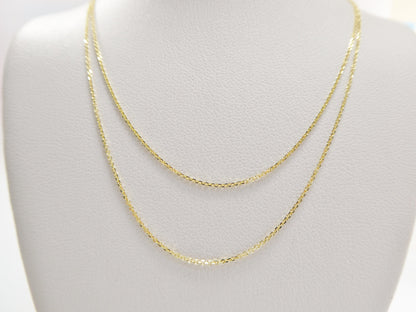 14k Real Solid Yellow Gold Tiny Small Cable Chain Necklace