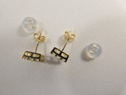 Real 10k Solid Yellow Gold Square Push Post Stud Earrings