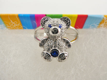 Real Solid 925 Sterling Silver Teddy Bear Ring