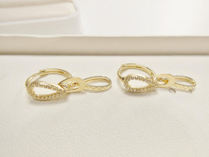 Real 10k Solid Yellow Gold Designer Teardrop Hoop Huggie Earrings